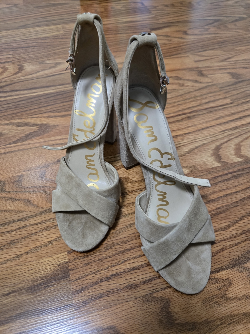 Sam Edelman Tan Suede Block Heel Sandals